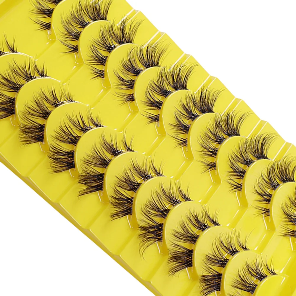 自然な外観のクラスターまつげ10ペア、スリムな漫画風まつげエクステ、キャットアイつけまつげ