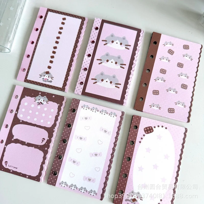 

10 шт., внутренние страницы с клубничным шоколадом и котом для переплета M5, журнал для девочек, блокнот «сделай сам», милый мультяшный дизайн для отрывных листов