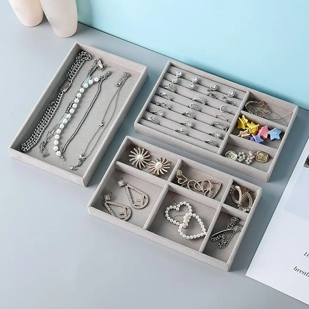 Organizer Box Stackable Velvet Jewelry Storage Box Velvet Display Tray Bracelet Earring Organizers Ring Bracelet view 6