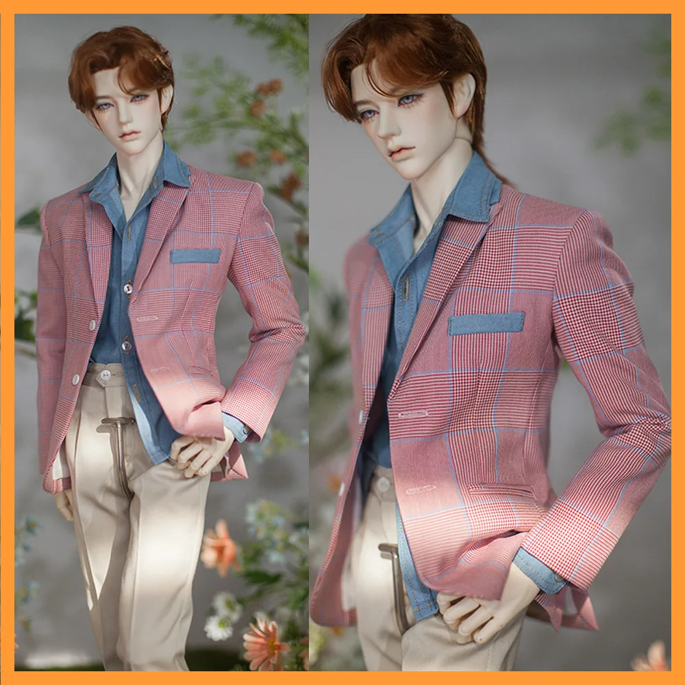 

Custom-made 1/3 BJD Dolls Red Blue Plaid Suit Coat Light Blue Denim Shirt Clothes Accessories Model for soom ID75 YC76 ID72/EID