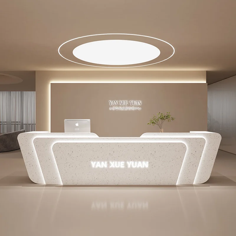 Mostrador de recepción de caja de acero inoxidable, barra Dental de belleza moderna y sencilla, institución de entrenamiento, empresa, muebles Empfangs Theke