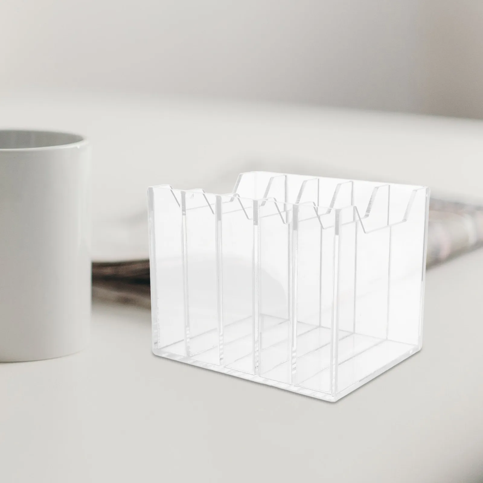Desktop Cell Phone Organizer Box 5 Compartments Thickened Acrylic Countertop Storage Holder Office Meeting Room Phone Management