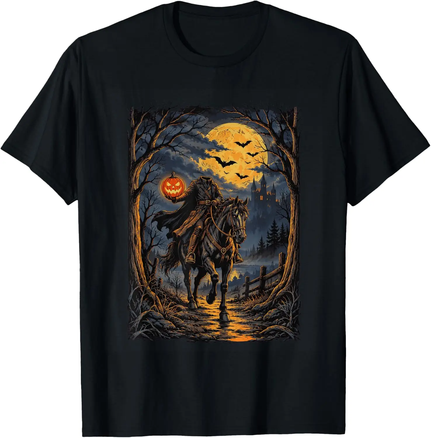 Headless Horseman On Horse Pumpkin Halloween T-Shirt
