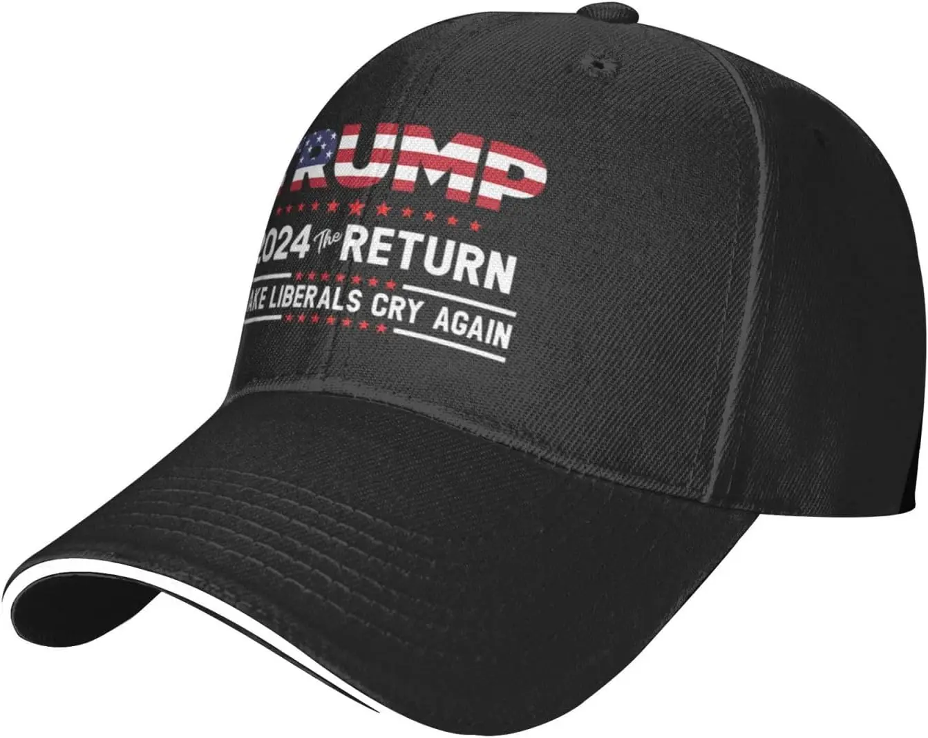 Donald Trump 2024 The Return Make Liberals Cry Again Trump Lovers Gifts Baseball Cap Adult Trucker Hat Dad Hat Black