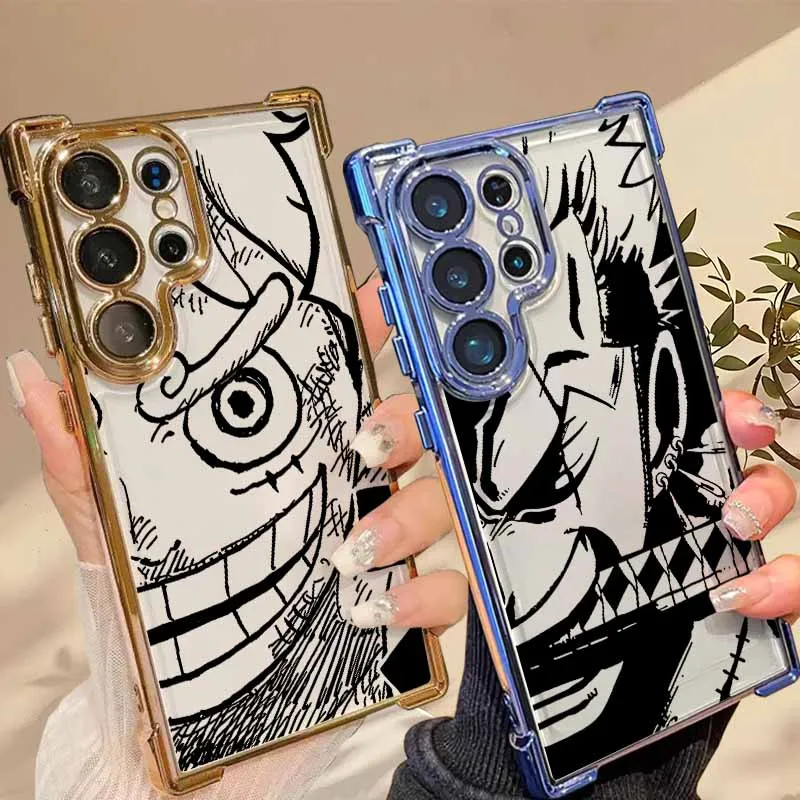 O-ne Pie-ce Handsome Script For Samsung S26 S25 Edge S24 S23 S22 S21 S20 Ultra Plus Funda Silicone Plating Anti-Fall Phone Case