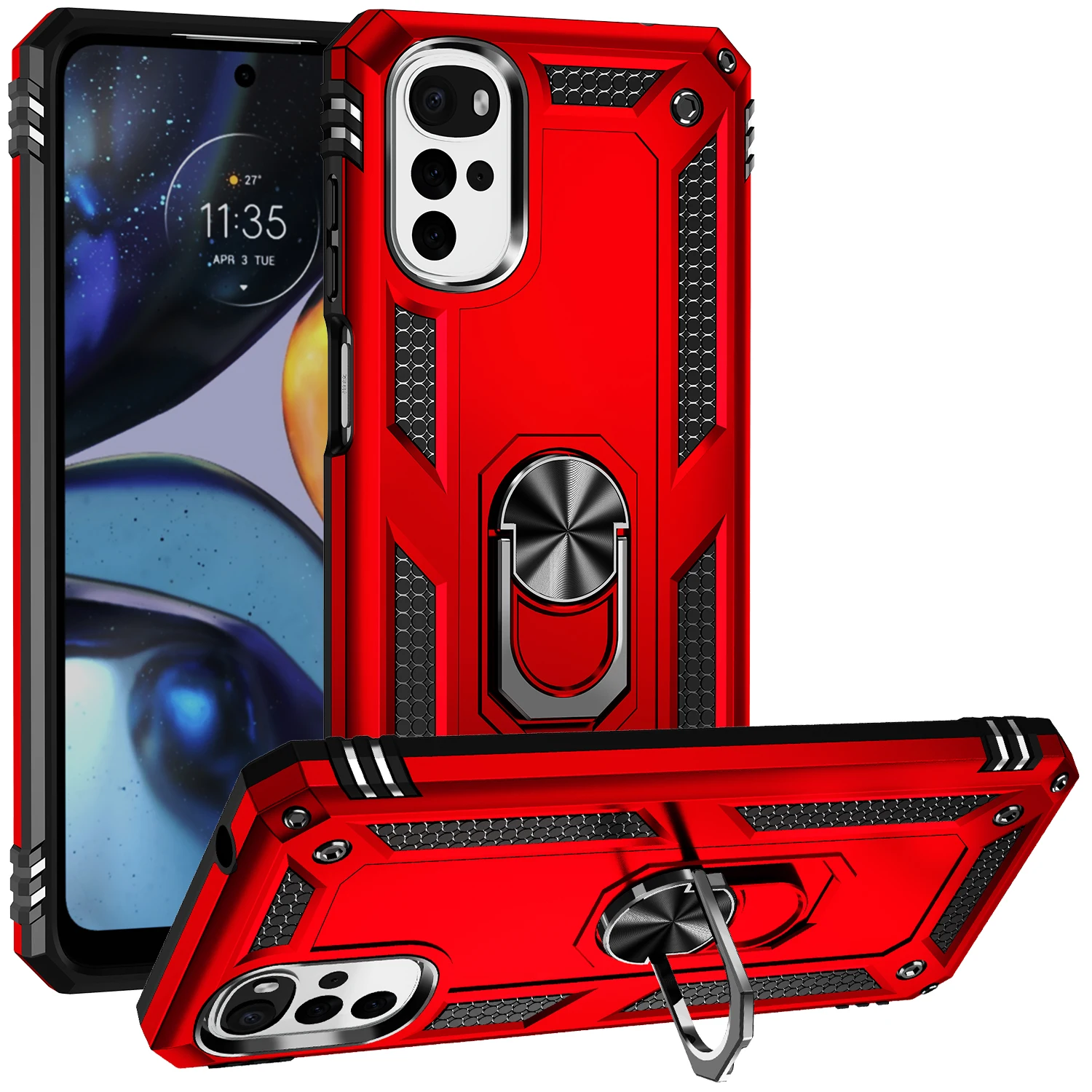 for Moto G 22 Cover Case for Motorola Moto G22 Shockproof Armor Rugged Military Protective Ring Holder Magnet Phone Case