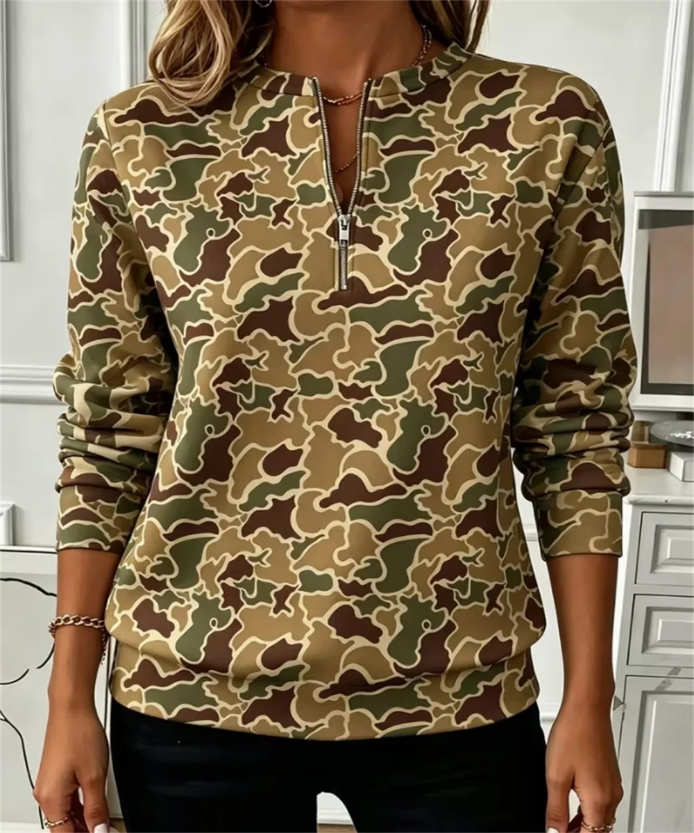 2026 Spring and Autumn women's new retro white polka dot printed long sleeved pullover, sweet casual style top