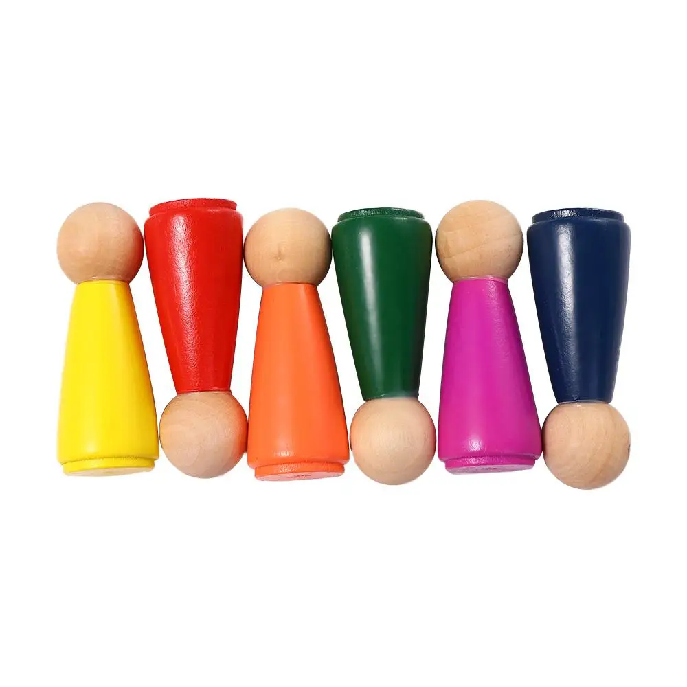 People Figures Doll Color Cognitive Montessori Toys Educational Toys Building Blocks Rainbow Color Peg Dolls Puzzles Toy