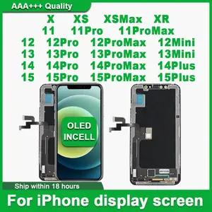 Bilashmart AAA++ OLED iPhone X XR XS Max LCD Incell iphone 11 12 13 Pro Max Screen 12 13 Mini 14 Plus 15 Display Digitizer Assembly