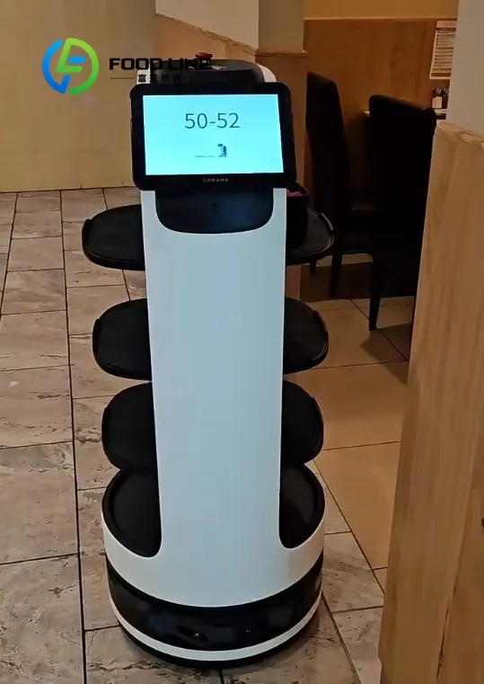 Autonomous 4-Tier Food Delivery Robot Smart Waiter Serving Robot With Touch Screen For Restaurant Cafe Hotel Catering