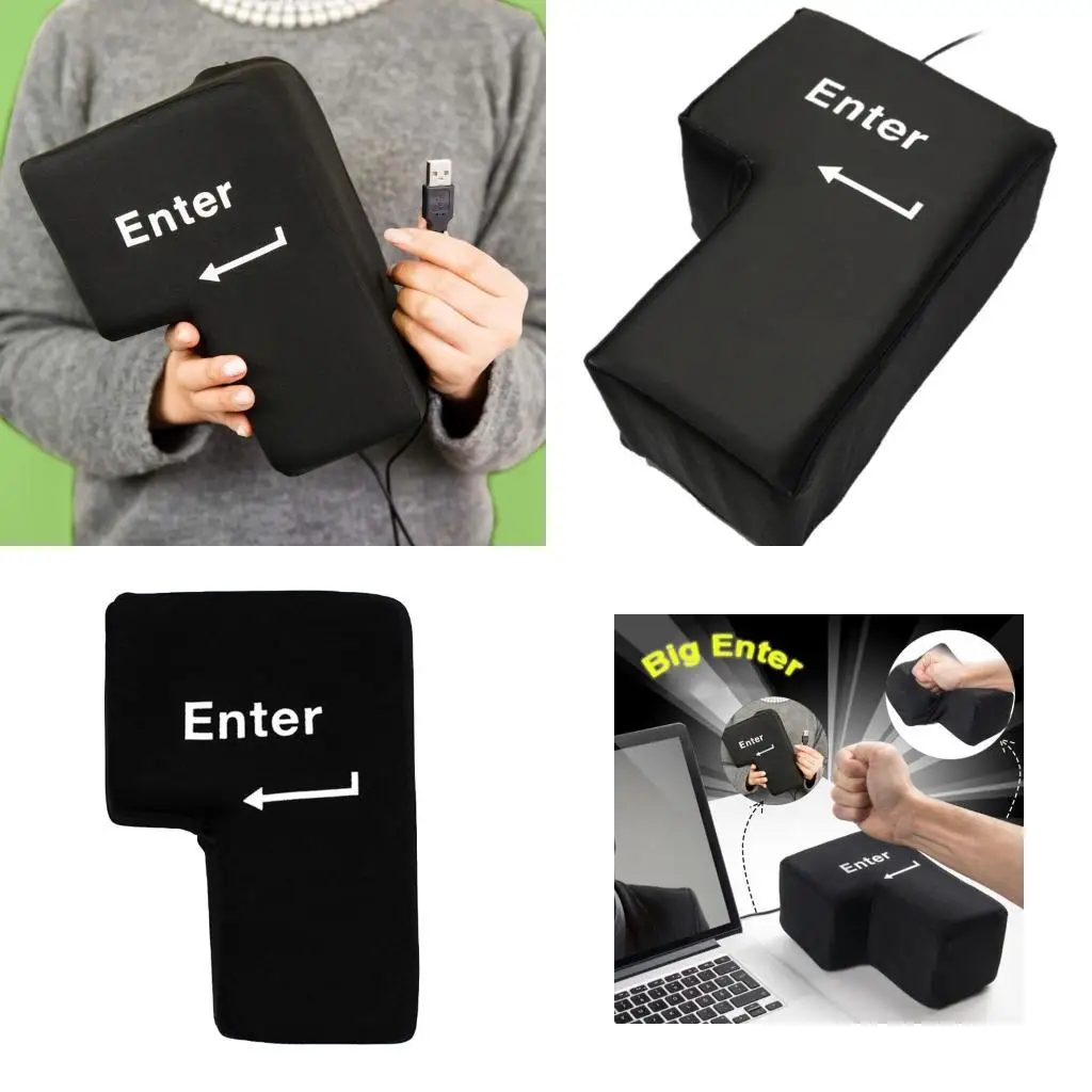 

Y1UB Creative Big Enter Computer USB Oversized Enter Stress-relief Pillow