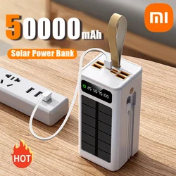 Xiaomi 50000mAh zagęszczony Bank energii słonecznej o dużej pojemności wbudowane kable zewnętrzne baterie LED Light Power Bank dla iPhone Lenovo