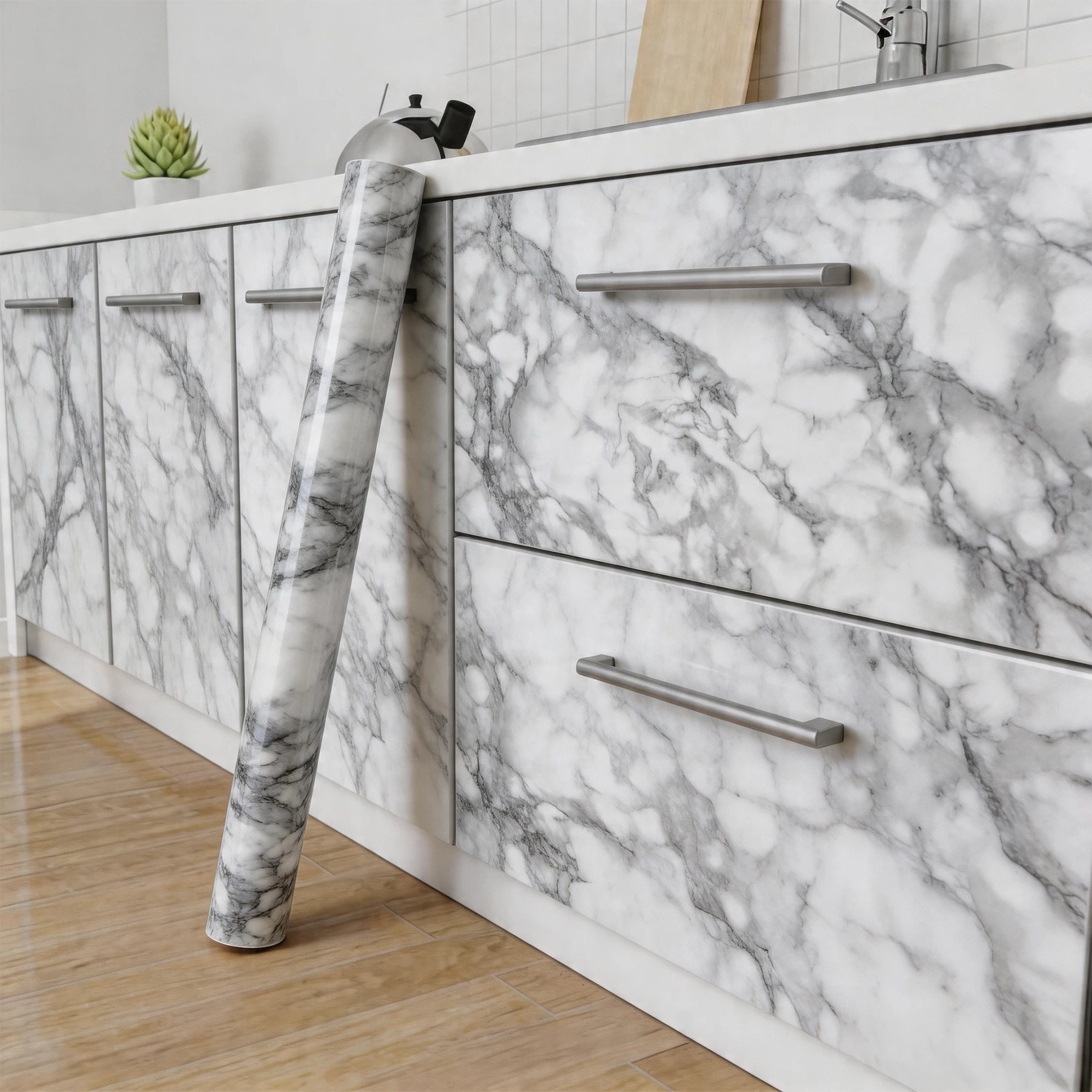 Marble Kitchen Oil-Proof Film Stove Waterproof Moisture-Proof Self-Adhesive Wallpaper Countertop Cabinet Renovation Tile Sticke