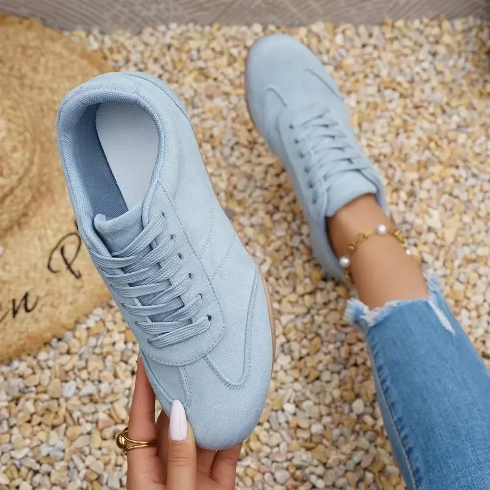 Damen Wildleder Schnürschuhe 2026 Neue Sneakers Runde Zehenkappe Weich Bequem Casual Damen Outdoor Fahr-/Wanderschuhe für Frauen – Detail 11