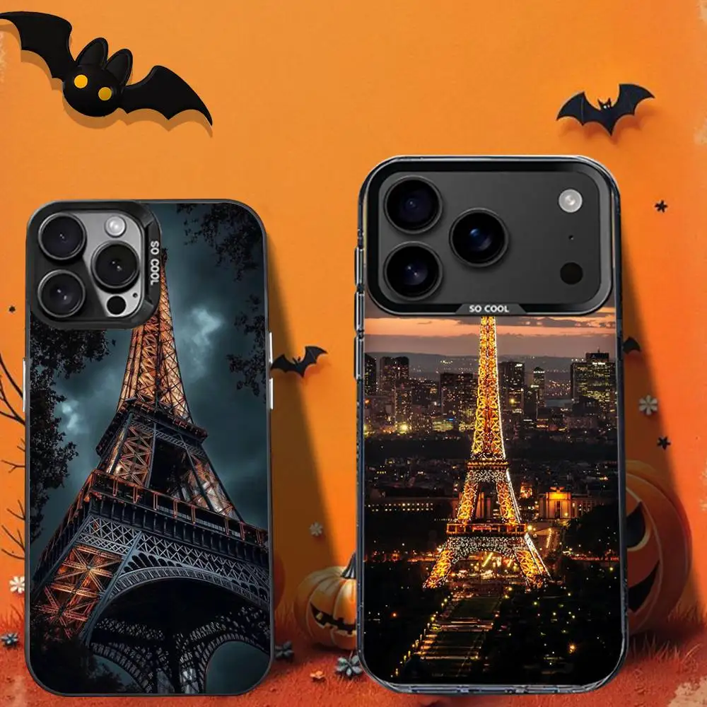 

P-Paris Eiffel T-TowerS Art Phone Case For iPhone 16,12,13,17,15,1,11,Mini,Pro,SE,XS,MAX,Black Matte Silicone Cover