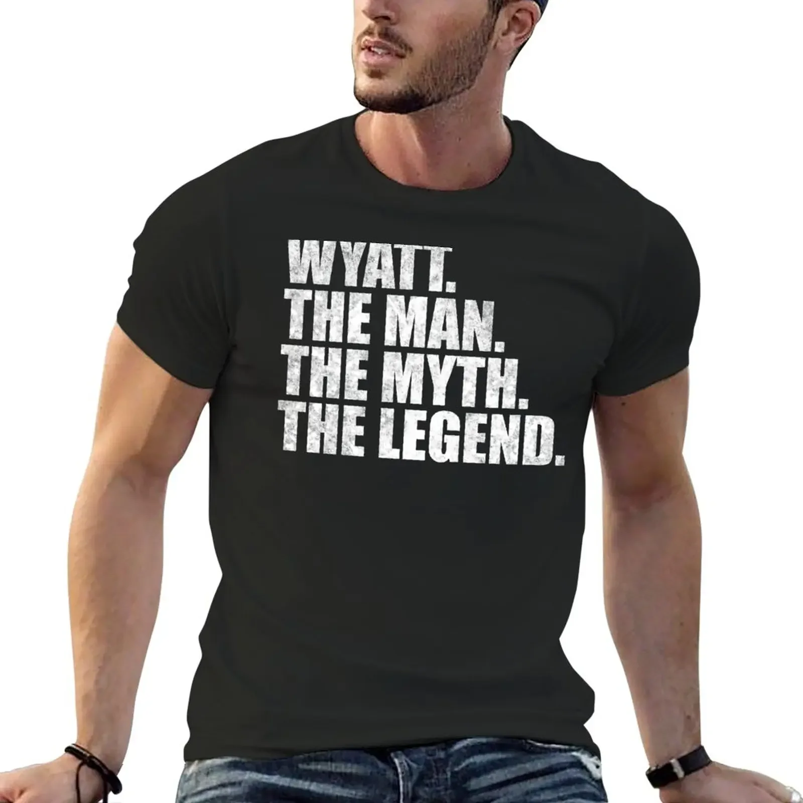 New Wyatt Name Wyatt The Man The Myth The legend T-Shirt t-shirts man Short sleeve graphics t shirt mens clothing