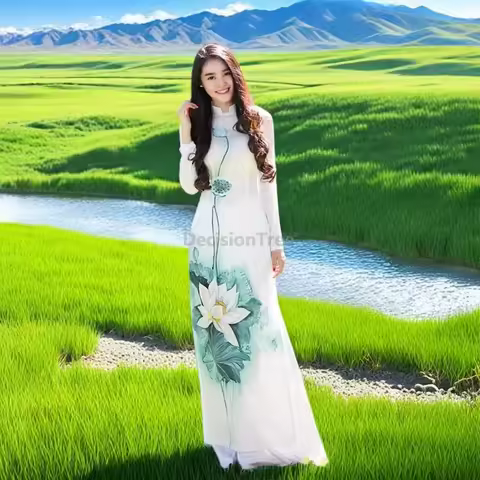 2026 exquisite gorgeous floral pattern design qipao retro slim fitting vietnam ao dai fashionable temperament evening dress