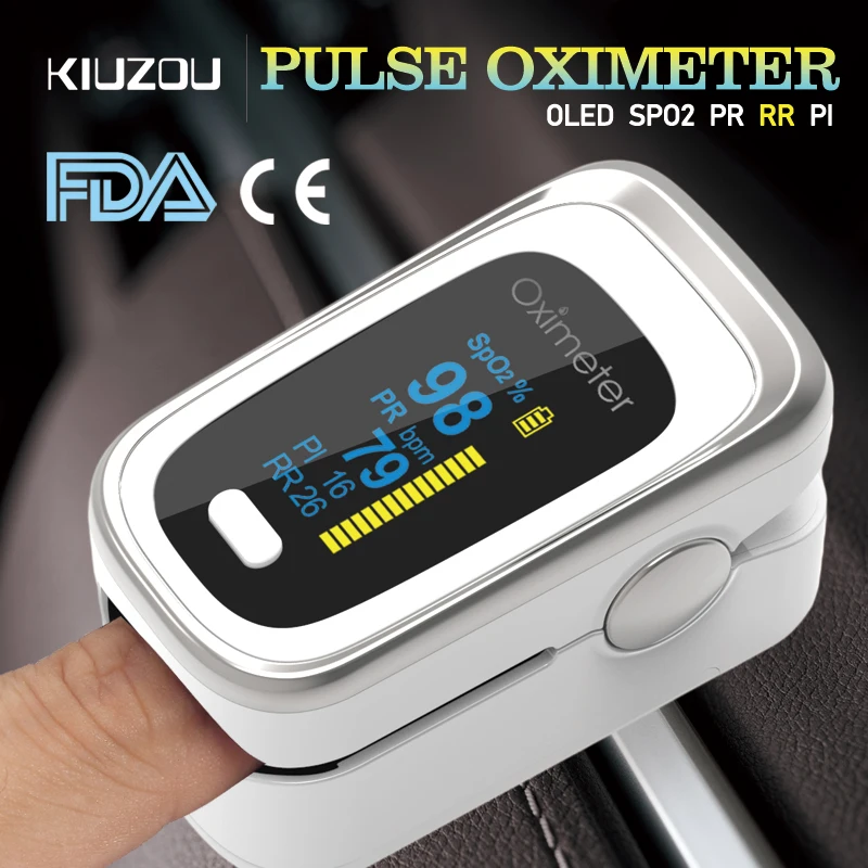 Kiuzou Medical Portable Finger Pulse Oximeter Blood Oxygen Heart Rate Saturation Meter OLED Oximetro De Dedo Saturometro Monitor