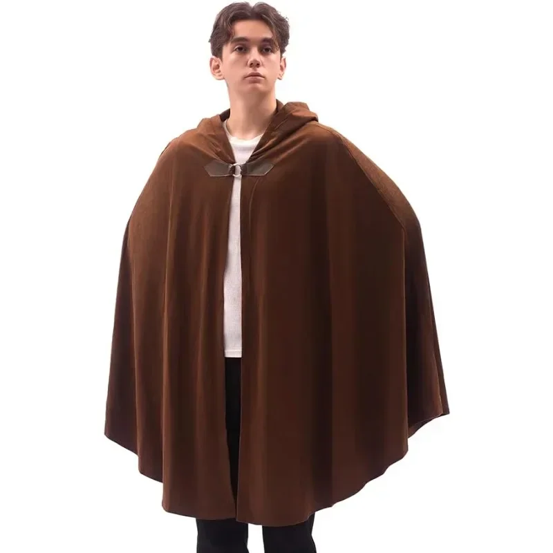 Unisex Kurzer Renaissance-Kapuzenumhang aus Samt für Erwachsene, Bogenschützen- und Jägerumhang, Viktorianischer Umhang, Mittelalterliches Hobbit-Halloween-Kostüm