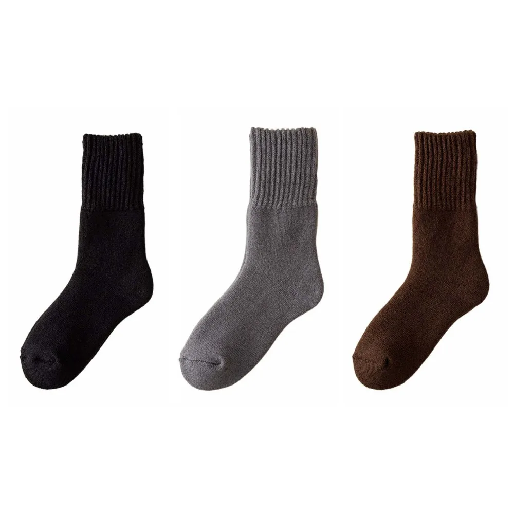 

3Pairs Simple Thicken Warm Socks Autumn Winter Mid Tube Thermal Wool Socks Hosiery Plush Cashmere Socks Men Autumn Winter