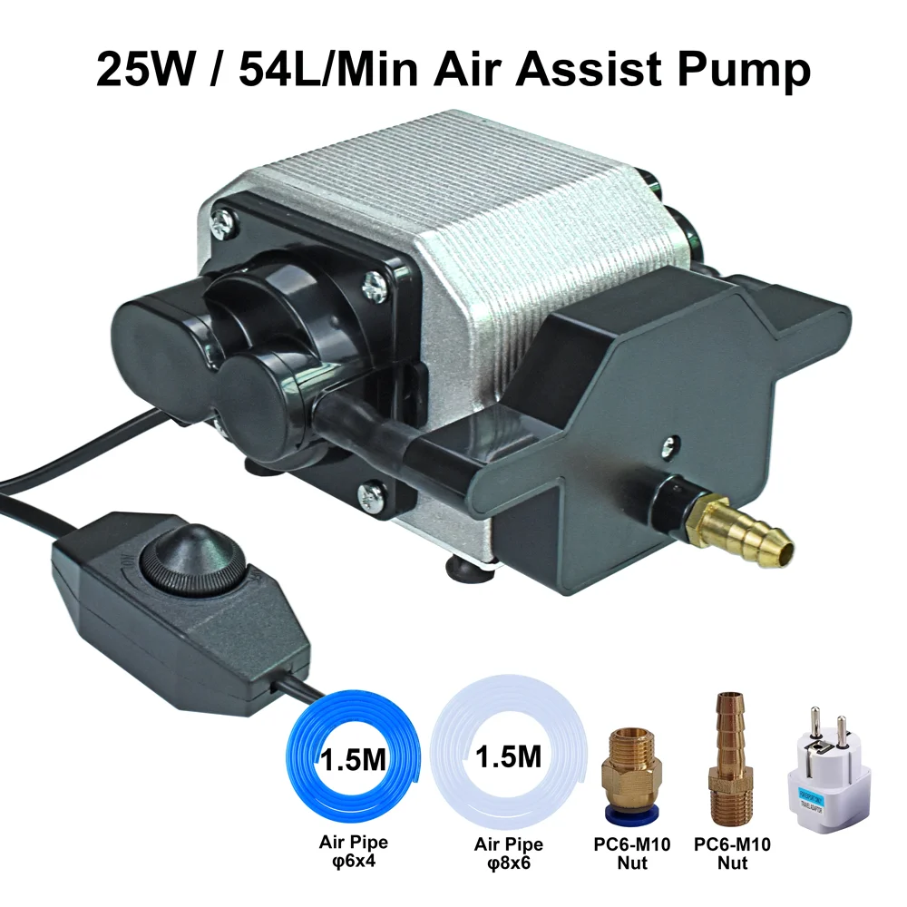 

54L/Min Laser Air Assist Pump Air Compressor For 80w/40W Laser Engraving Machine Adjustable Speed Low Noise Nozzle 110V/220V