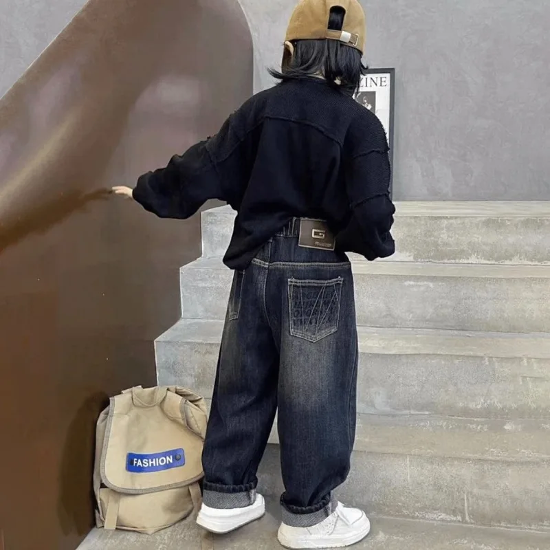 2025 New Boys' Spring Autumn Stylish Casual Jeans for Big Kids - Comfortable High Quality Kids' Long Pants Trendy Denim
