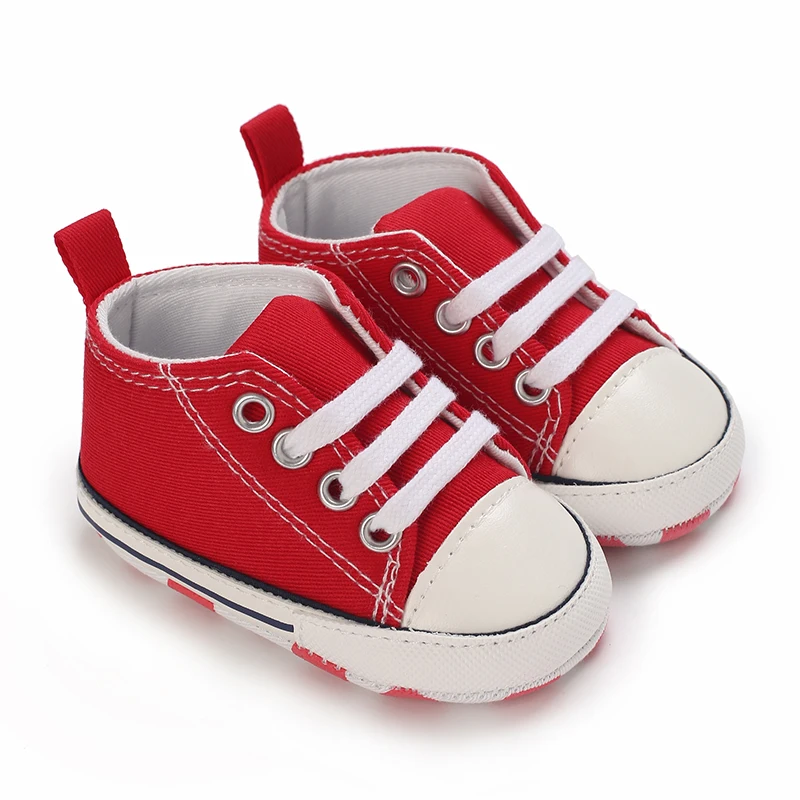 Zapatillas de lona antideslizantes para bebés, zapatos clásicos para primeros pasos, suela suave, de 0 a 18 meses