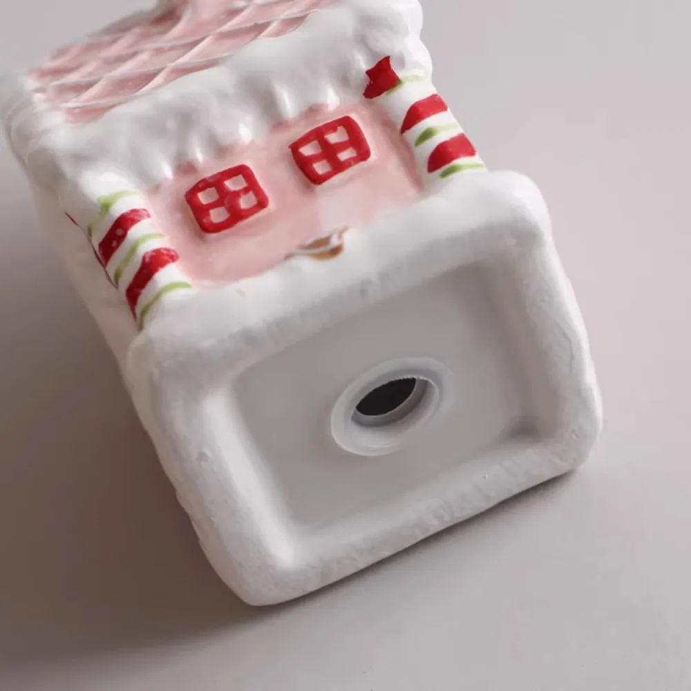 Creative Mini Ceramic Christmas House Sculpture Ornaments Living Room Dining Table Kitchen Seasoning Jars Crafts Christmas Gifts