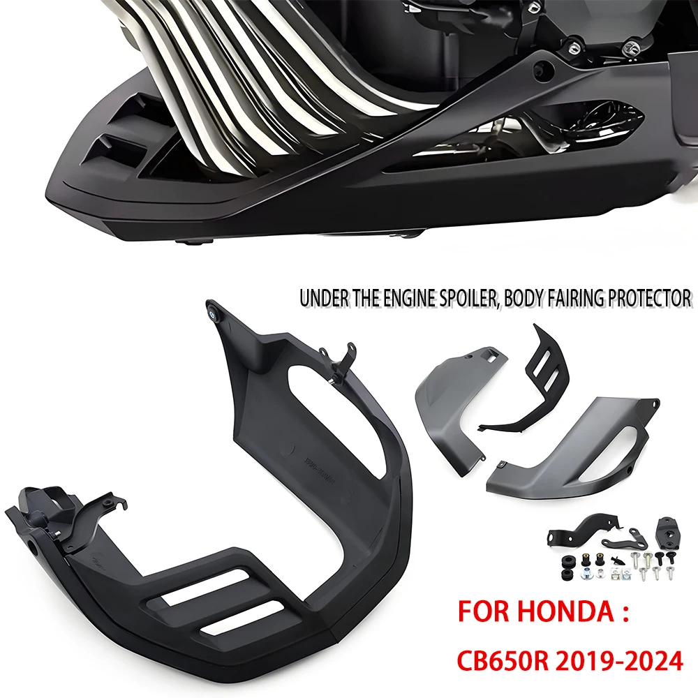 

2019 2020 2021 2022 2023 2024 2025For Honda CB650R Engine Lower Spoiler Body Fairing Protector Guard Chassis Shield Street Black