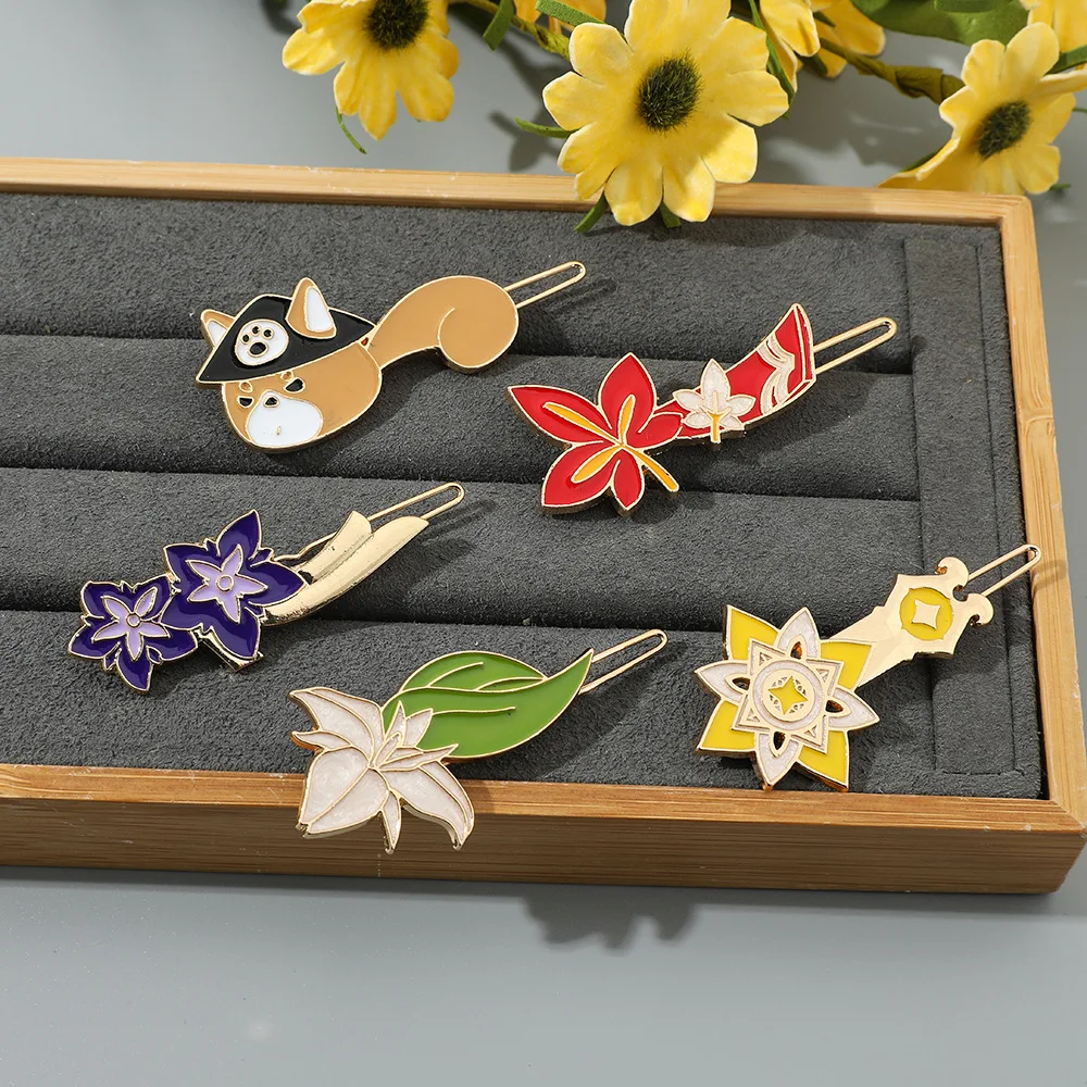 Game Impact Raiden Ei 1Pcs/Set Floral Hair Clip Girl Flower Headwear Cartoon Hair Clips Hairpin Headdress Hair Accessories