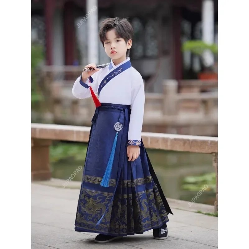 Kids New Year Clothes Ancient Bookboy Student Dress Boy Party Perform Photography Robe Traditional Costume Chinese School Clothe