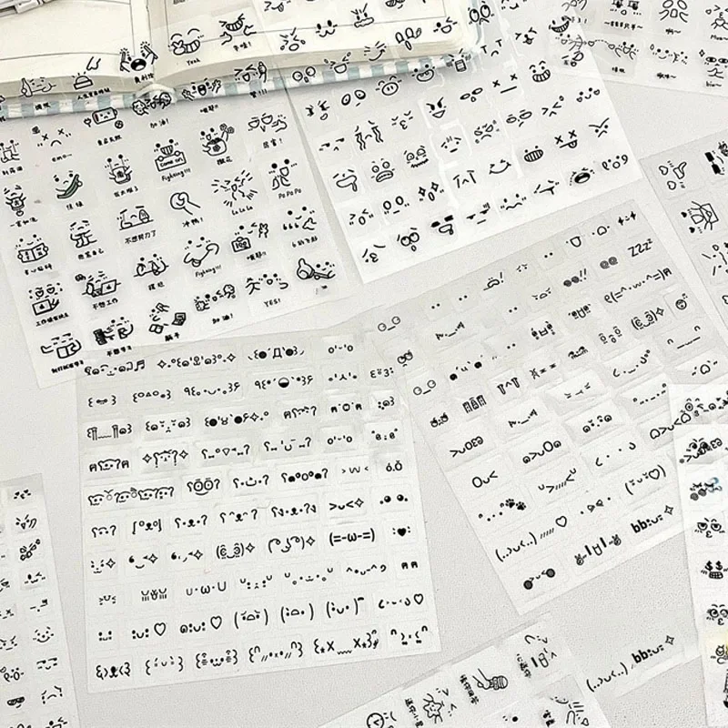 10 قطعة ملصقات التعبير مضحك جديد لطيف التعبيرات ملصقات مجلة ملصق مزخرفة PET شفافة الكرتون مقاوم للماء المقرب #4