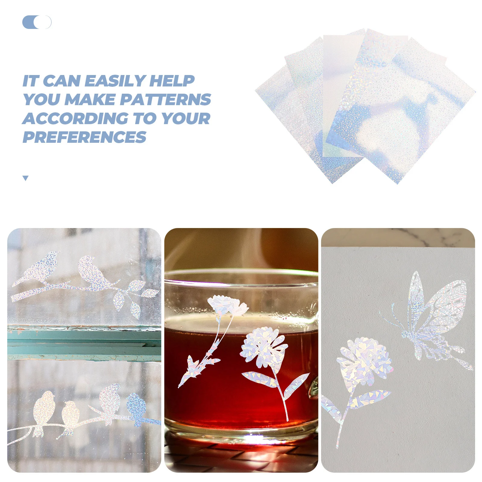 

10 Sheets Cuttable Holographic Sheet for DIY Craft Cup Car Decoration Multi-Use Sticker Decals Holographic Sheet