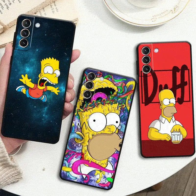 Coque de téléphone motif dessin animé Les Simpson, étui pour Samsung Galaxy S24 S23 S22 Ultra S20 FE S21 S10 Note 20 10 Plus