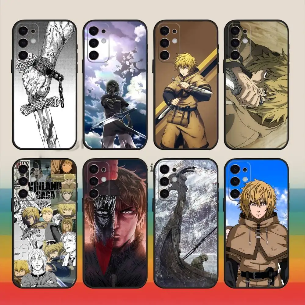 

T-Thorfinn V-Vinland Saga Anime Art Phone Case For Samsung S25,24,23,22,30,21,10,9,Ultra,Plus,FE 5G Black Soft Case