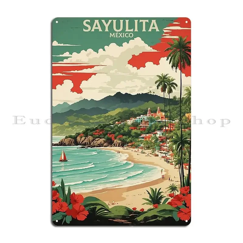 Póster Vintage Sayulita de México, cartel de Metal para turismo, cine, fiesta, cine, impresión, Club, Bar, cartel de estaño