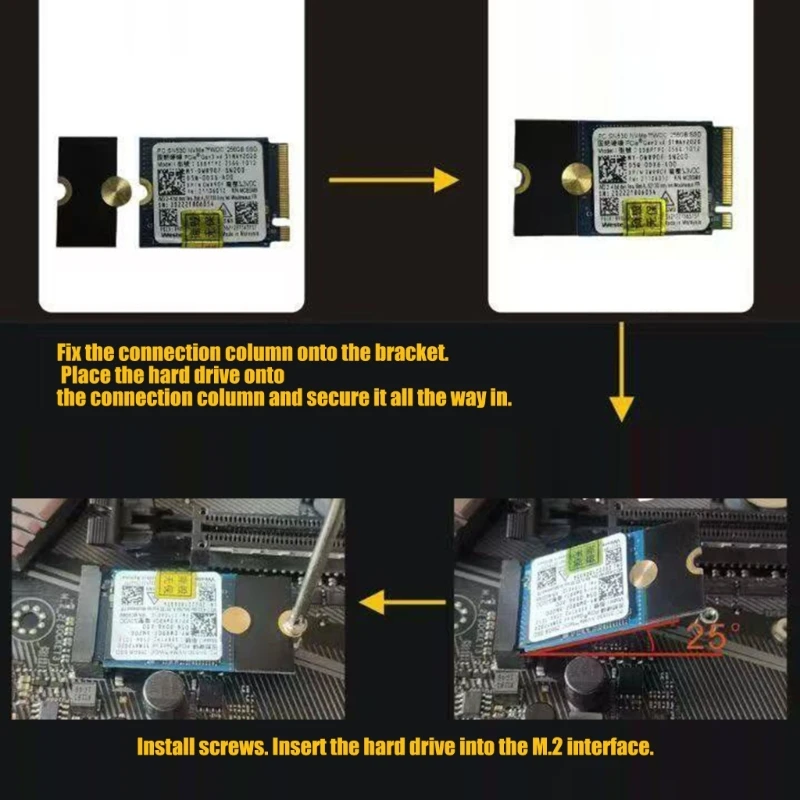 Notched Circuit-Board Mounting Extension for M.2 2230 Storage, Providing Added Drive Support for Positioning at a Compatible