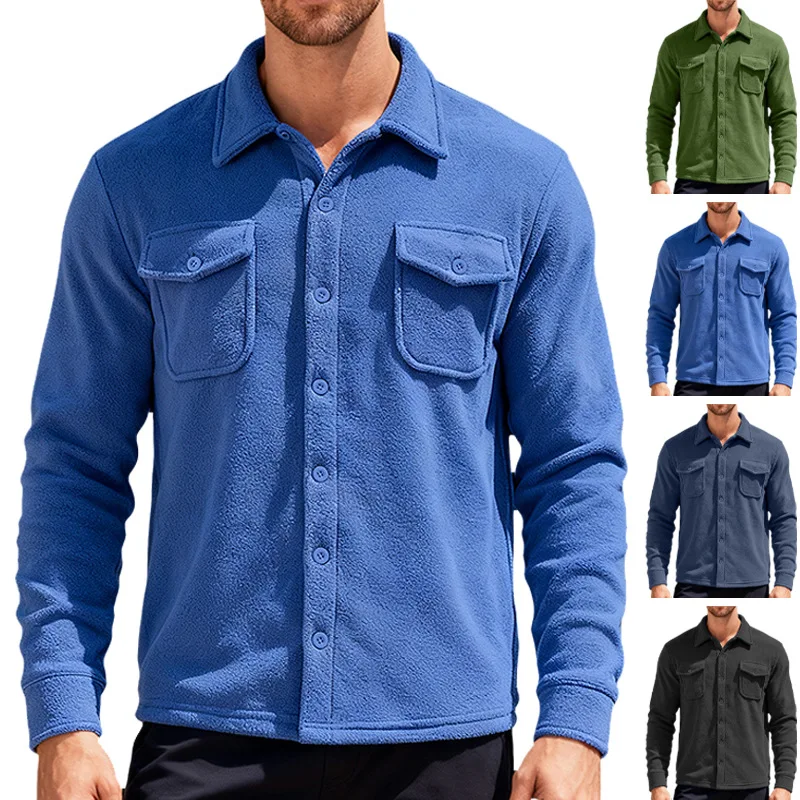 

2026 Casual Fashion Men's Fleece Tooling Long Sleeve Outdoor Tactical Hunting Jacket Shirt Casual