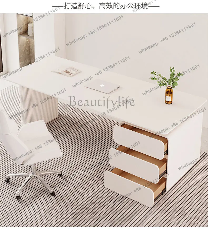 

Cream wind rock slab boss table designer beauty salon light luxury high-end desk home