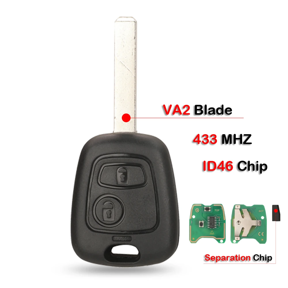 Jingyuqin Afstandsbediening Autosleutel 433mhz ID46 Voor Aygo Peugeot 106 107 206 306 307 207 407 Partner Voor Citroen C1 C2 C3 C4 Saxo Picasso
