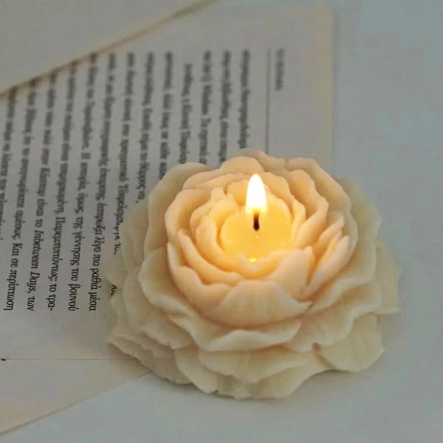 1PCS  Peony Flower Shape Scented Aromatic Candles Paraffin Wax Aromatic Candle Wedding Gift Party Home Decoration Cute Candles