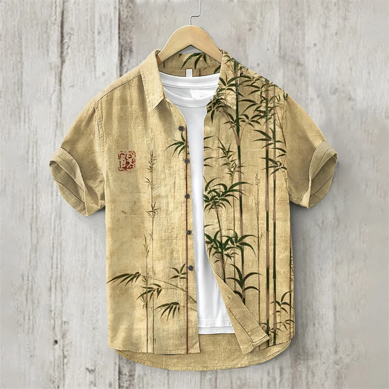 

Hong Kong style retro vintage floral shirt short sleeved Thai Hawaiian seaside Cuban collar niche loose fitting shirt for men