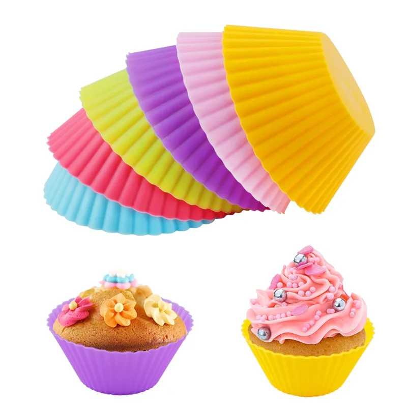 9pcs/Set Silicone Cake Mold Round Shaped Muffin Cupcake Baking Molds Kitchen Cooking Bakeware Maker DIY Cake Decorating Tools