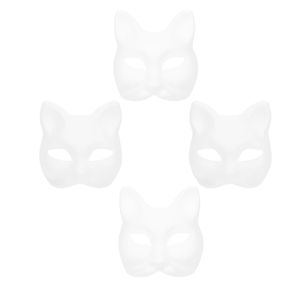 

4pcs Blank Unpainted Diy Paper Masks DIY Paper Masquerade Craft Decorations Fox Cat Face H made Art Supplies Blank Mask