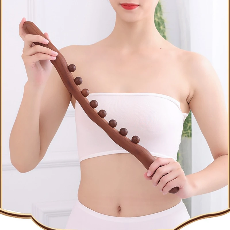 Carbonized Eight-bead Rolling Stick Beech Wood Massage Scraping Stick Full Body Massage Tool Beauty Salon Back Rushing Scrapper