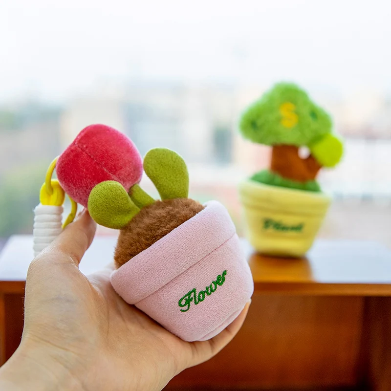 Portachiavi in peluche divertenti da 12 cm: cactus, tulipano, tarassaco - Morbidi portachiavi a forma di piante fumose per borse e zaini