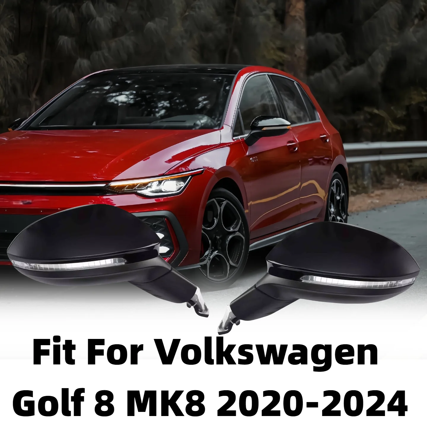 6/9/13/15 Wires Side Door Mirror Assembly For Volkswagen Golf 8 MK8 2020-2024 With Turn Signal Light Wing Mirror Car Accessories