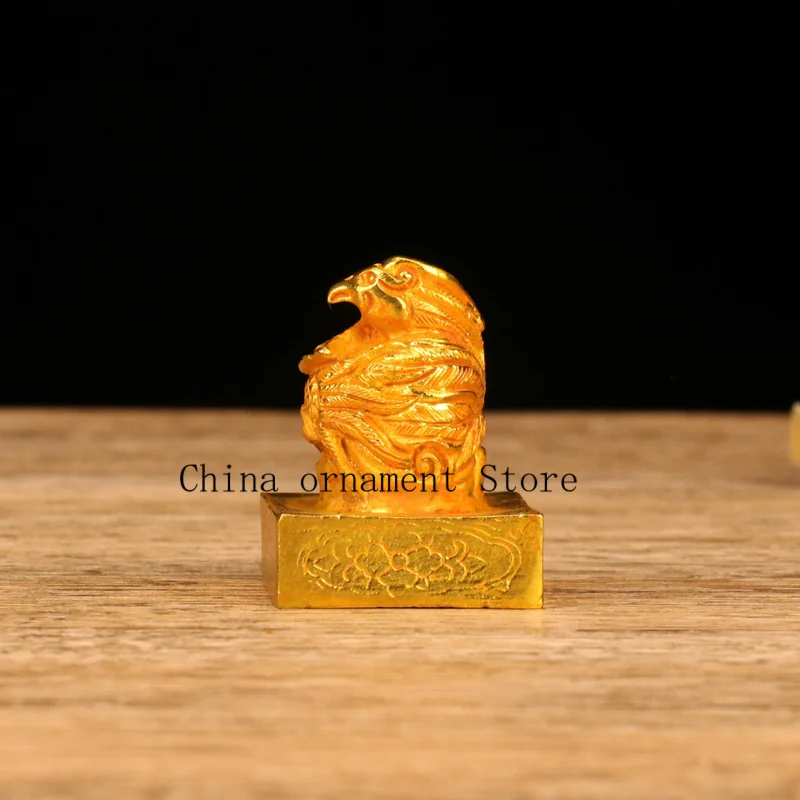 Wholesale antique collectible bronze-plated gilt Vermilion Bird seal ornaments, antique-style alloy Four Divine Beasts Vermilion