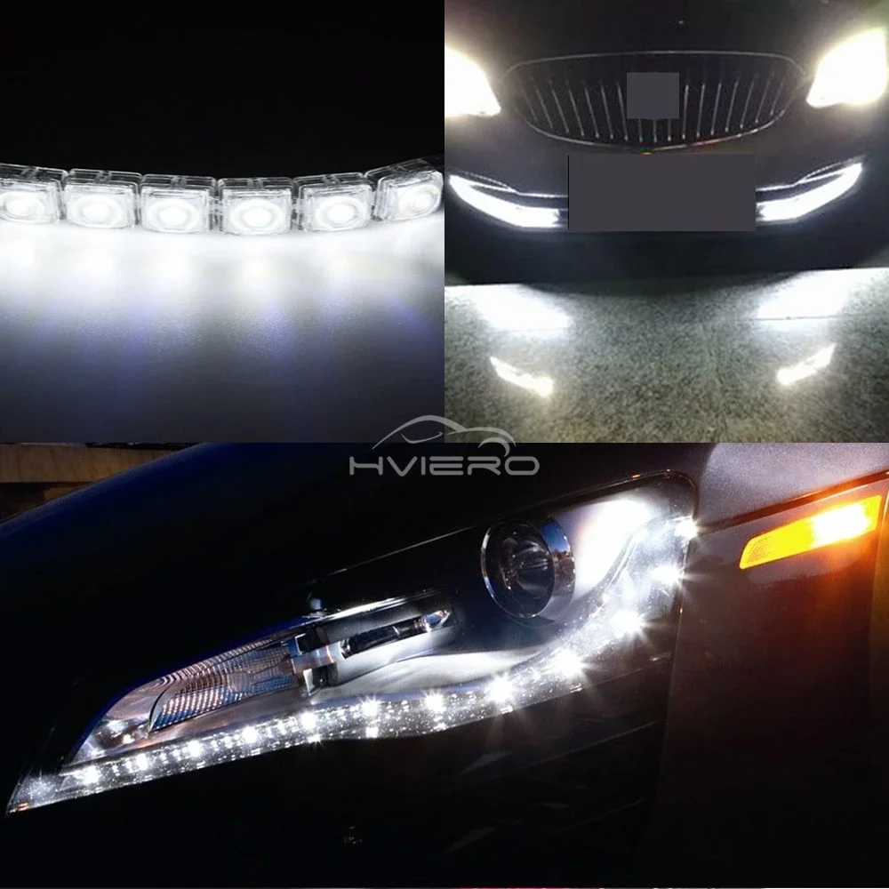 2pcs Daytime Running Light Car Drl Led DC 12V White COB Fog Bulb Flexible Silicone Auto Styling Turn Signal Reverse Brake Lamp