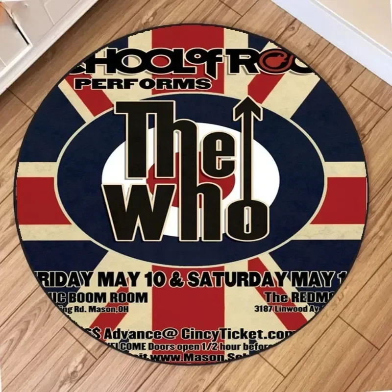 The Who Round Floor Carpet Cool Music Flannel Mat Sound Insulation Pad Living Room Bedroom Home Bar Decoration Creative Carpet